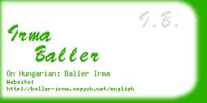 irma baller business card